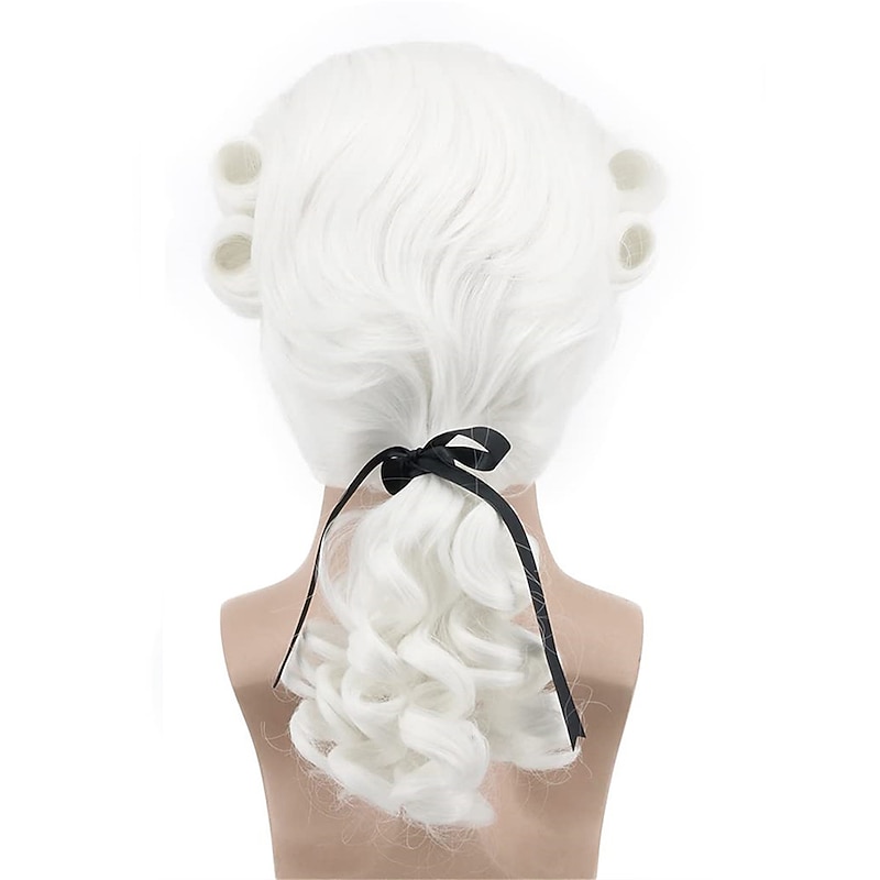 Colonial Wig Man Long Wave White Wig Washington Carnival Costume Cosplay Wig Halloween Wigs4