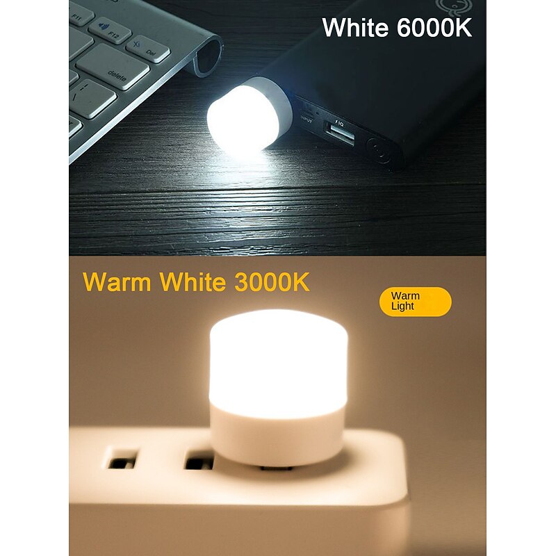 2/10pcs USB Lights Night Mini LED Bulb Plug-in Warm White Compact Ideal for Bedroom Bathroom Nursery Hallway Kitchen Car USB Atmosphere Light2
