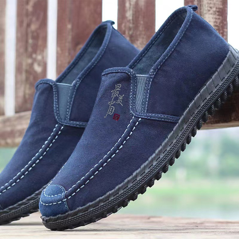 Men's Loafers & Slip-Ons Casual Shoes Slip-on Sneakers Comfort Shoes Casual Daily Canvas Breathable Comfortable Slip Resistant Loafer Black Blue Spring Fall 5