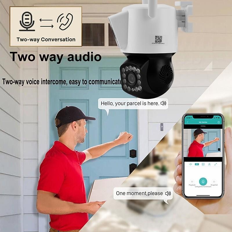 2MP Double Lens Camera, WiFi IP Home Security Camera, Two Way Audio Motion Detection Surveillance Camera, Waterproof Outdoor PTZ Camera, Full Color Night Vision IR Camera for Home, Baby, Elder, Pet3