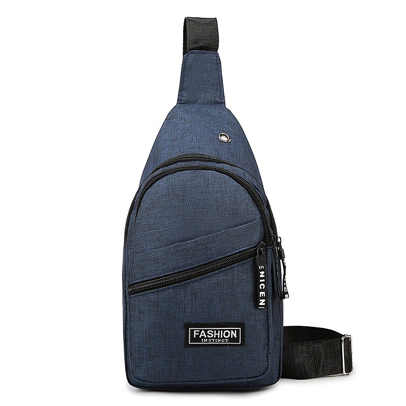 Men's Crossbody Sling Bag – Lightweight Blue Canvas Shoulder Backpack with Multiple Zipper Pockets, Ideal for Travel and Casual Use2