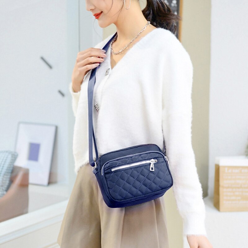 Women's Crossbody Bag Shoulder Bag Mobile Phone Bag Hobo Bag Nylon Outdoor Daily Zipper Large Capacity Lightweight Durable Solid Color Quilted Black Red Blue4