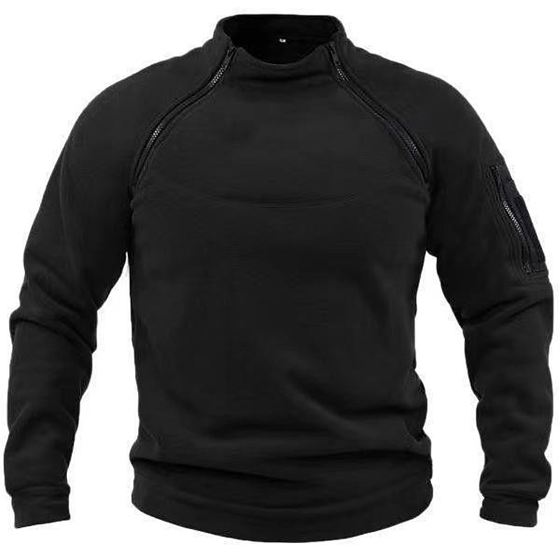 Men's Zip Sweatshirt Tactical Black Army Green Red Navy Blue Brown Standing Collar Plain Sports & Outdoor Daily Holiday Polyester Streetwear Basic Casual Spring &  Fall Clothing Apparel Hoodies2