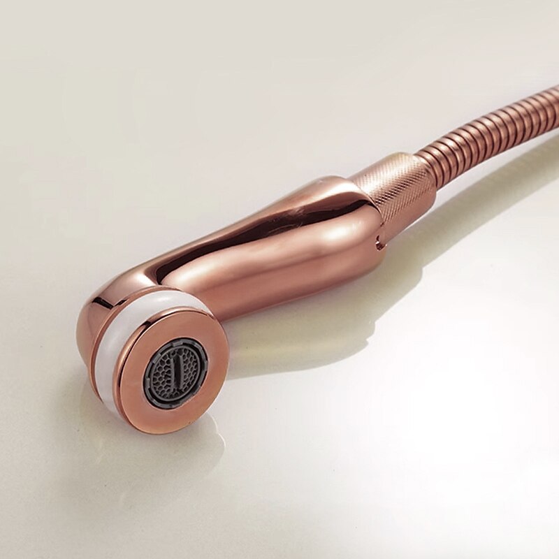 Traditional Bathroom Faucet Pull Out Basin Sink Mixer Taps Short/Tall, Vintage Brass Vessel Taps Ceramic Single Handle, with Cold and Hot Hose4