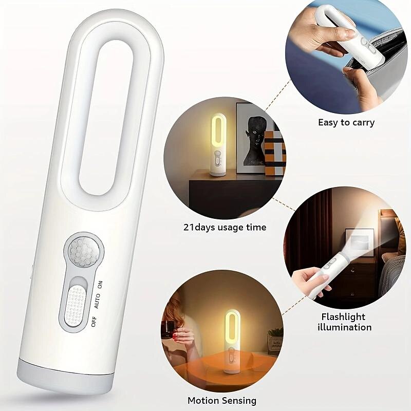 Motion Sensor Night Light Rechargeable Portable LED Night Light With Flashlight With Dusk To Dawn Sensor Suitable For Bedroom Bathroom Baby Nursery Toilet Reading Camping4