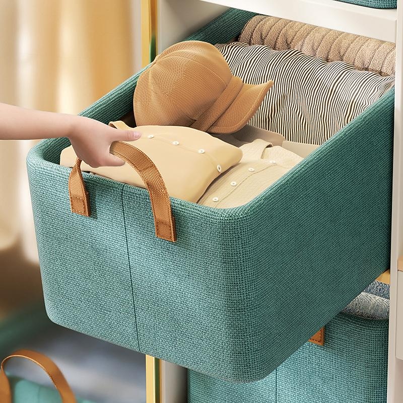 Foldable Storage Box With Steel Frame, Large Capacity Clothes Trousers Storage Basket, Portable Home Wardrobe Storage Box2