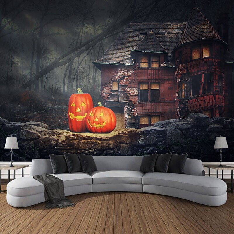 Halloween Decorations Ghost Hanging Tapestry Wall Art Large Tapestry Mural Decor Photograph Backdrop Blanket Curtain Home Bedroom Living Room Decoration Haunted House4