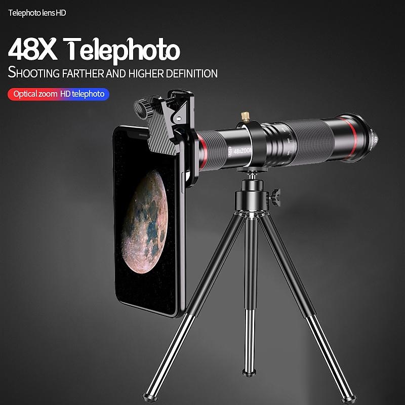 48x Super Telephoto Zoom Mobile Phone Lens Powerful Monocular Metal Telescope Mobile HD Telephoto Lens With Tripod For Camping4