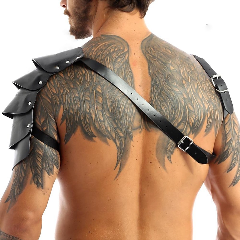 Retro Vintage Punk & Gothic Medieval Armor Chemise Shoulder Armor Warrior Knight Ritter Viking Fancy Dress Men's Viking Masquerade Performance Party Stage Adults' Shoulder Armor2