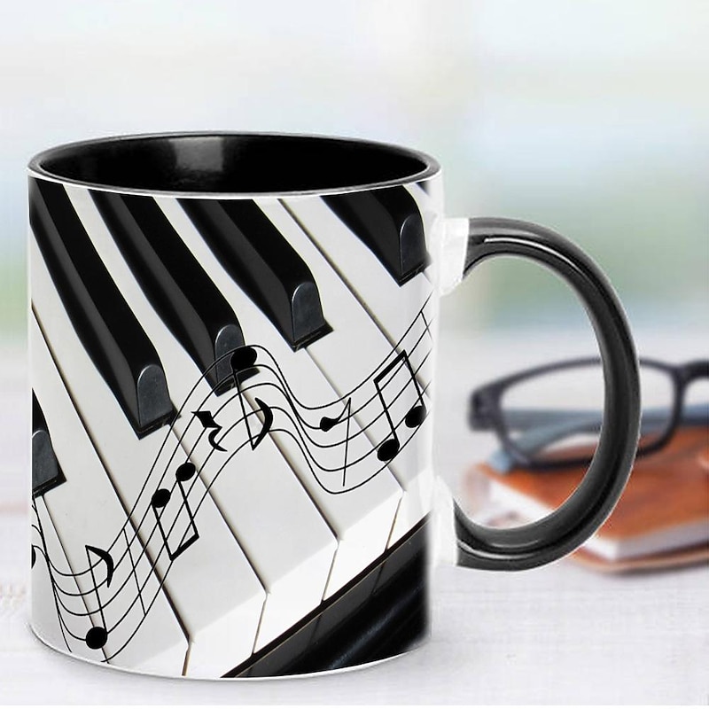 Guitar Coffee Cup Musical Coffee Mugs, Guitar Cup Travel Mug Funny Drinking Cup Desk Decor,11.2oz Ceramic Mug Tea Mug, Birthday Christmas Gifts for Music Lover2