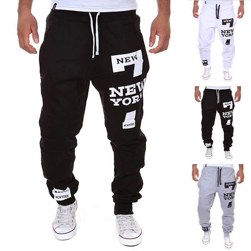 Men's Sweatpants Joggers Drawstring Letter Letter & Number Thermal Warm Breathable Athletic Athleisure Weekend Casual / Sporty Hip Hop Slim Dark Grey Black Micro-elastic2