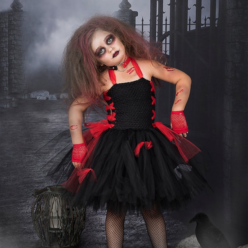 Zombie Halloween Dress Cosplay Costume Tutu Cosplay Kid's Girls' Carnival Masquerade Party / Evening Easy Halloween Costumes Dress Up2
