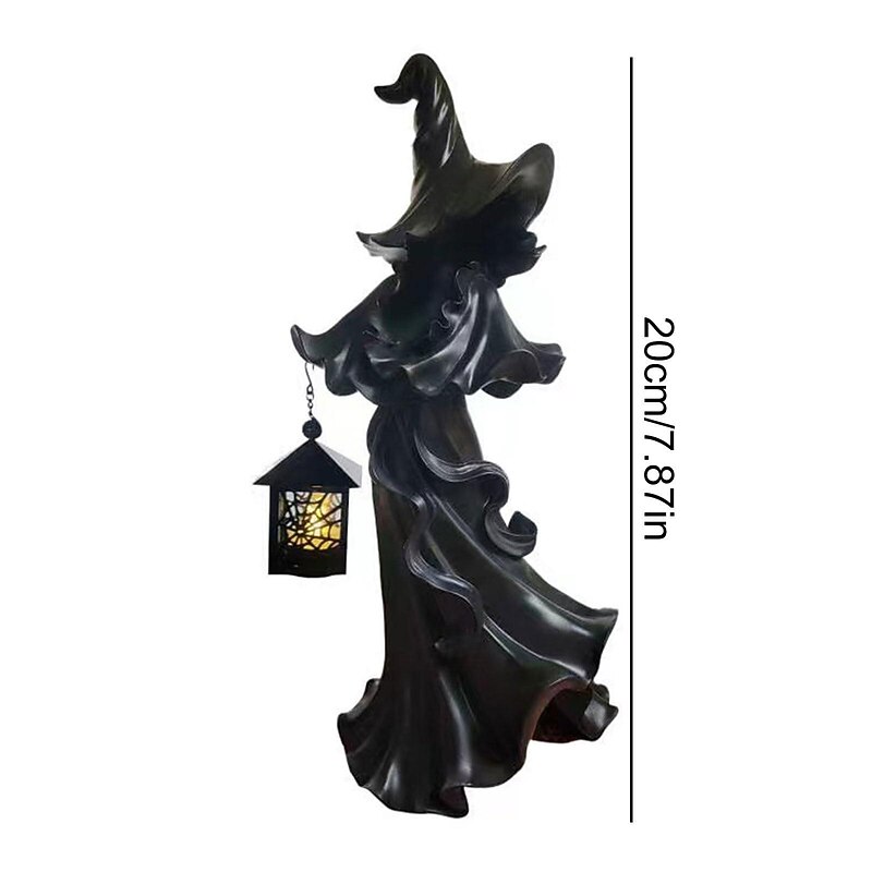 Cracker Barrel Witch Halloween Decoration Ghost with Lantern Faceless Ghost Sculpture Witch Ghost Lamp Hell Messenger Holding Lantern Statue Realistic Halloween Theme Props2