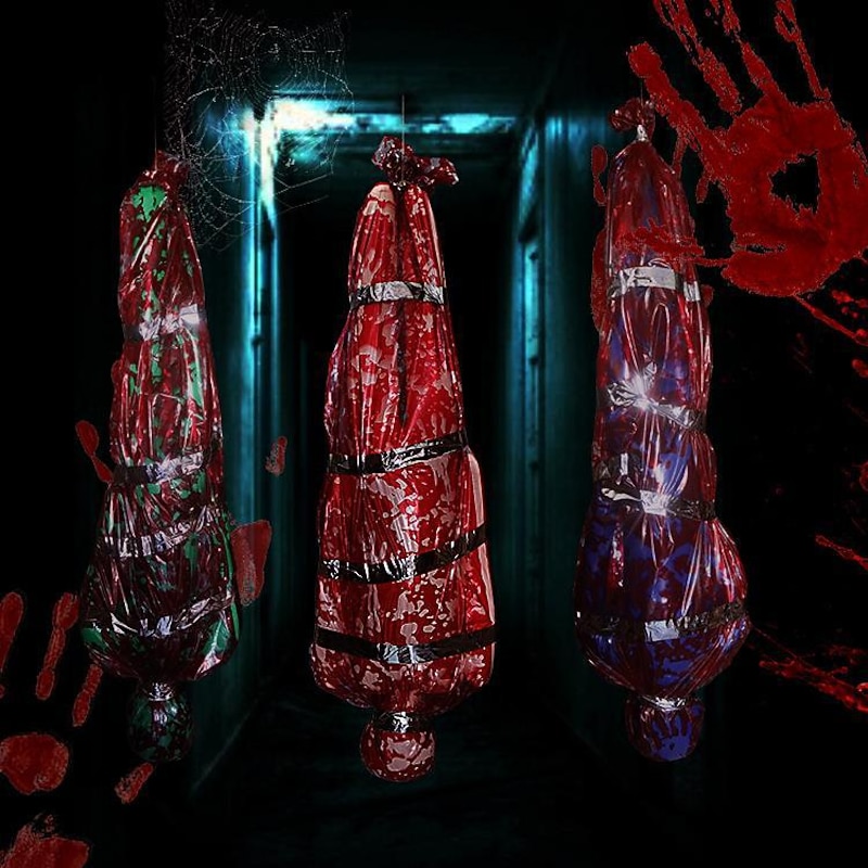 Inflatable Bloody Corpse Bag Halloween Decorations Outdoor Clearance, Scary Halloween Kills Body Decorations Indoor, Realistic Murder Scene Halloween Room Decor