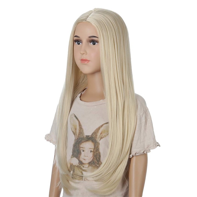 Kids Long Blonde Princess Wig - Kids Carnival Costume Accessories Blonde Wigs Synthetic Fancy Dress Play Wigs3