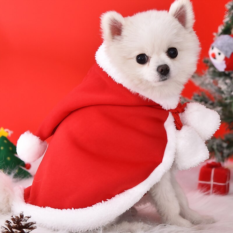 Dog autumn and winter warm clothing Little Red Riding Hood Cape Christmas pet cat hooded cape pet clothing