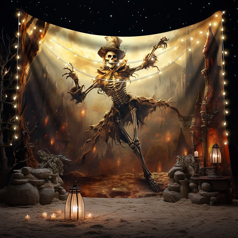 Skull Skeleton Hanging Tapestry Wall Art Large Tapestry Mural Decor Photograph Backdrop Blanket Curtain Home Bedroom Living Room Decorations4
