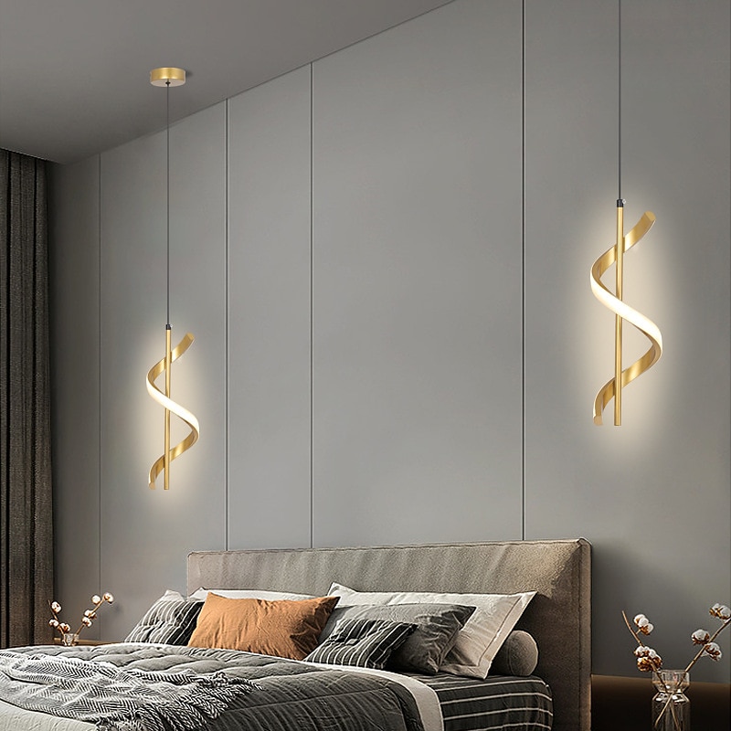 Pendant Lights Brushed Gold Black Pendant Lighting for Kitchen Island,Spiral Kitchen Lights Ceiling,Pendant Lights Kitchen Island,Gold Brass Pendant Lighting,4000K Modern Pendant Light,Pendant Light 1 Pack 110-240V3