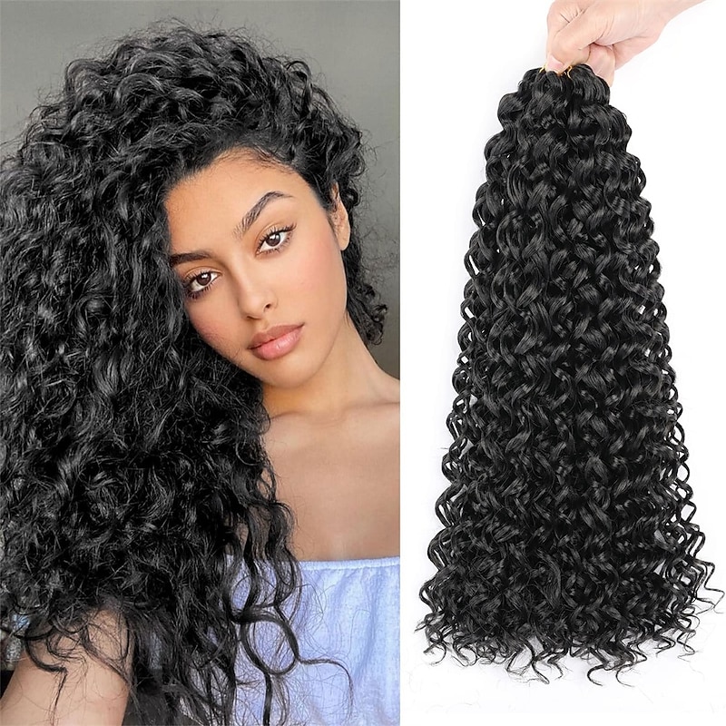 8 Packs 18 inch Curly Crochet Hair for Black Women Water Wave Crochet Hair Curly Braiding Hair GoGo Curl Crochet Hair Ocean Wave Beach Curl Wavy Crochet Hair Extensions