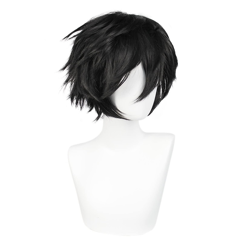 Short Black Men's Cosplay Wig for Carnival Christmas Event Costume Party4