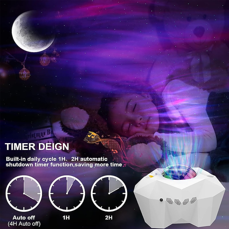 Aurora Star Light Projector with Moon Galaxy Lights Projector with Remote Control Night Sky Light Projector Built-in Bluetooth and Multi-Color Projection Lamp3