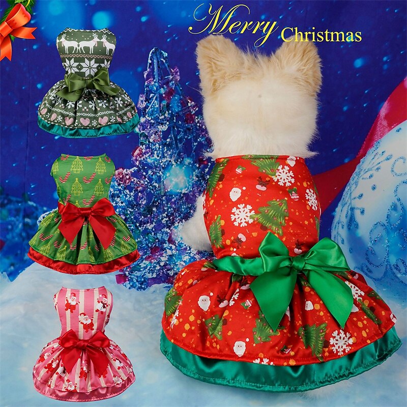 Amazon new Pet clothes Christmas Supplies Party Party puppy dress than Bear Christmas dog clothes