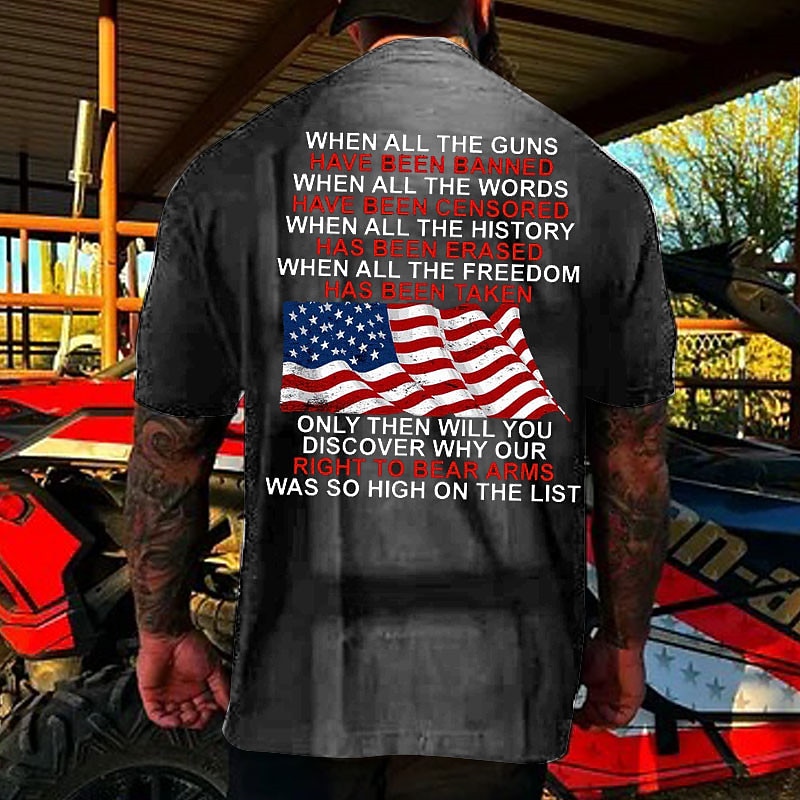 Veterans Day Men's Patriot Patriotic Veteran Letter National Flag T shirt Graphic Tee Back Print T Shirt Short Sleeve T shirt 3D Print Crew Neck Shirt Designer Retro Vintage Outdoor Daily Vacation3