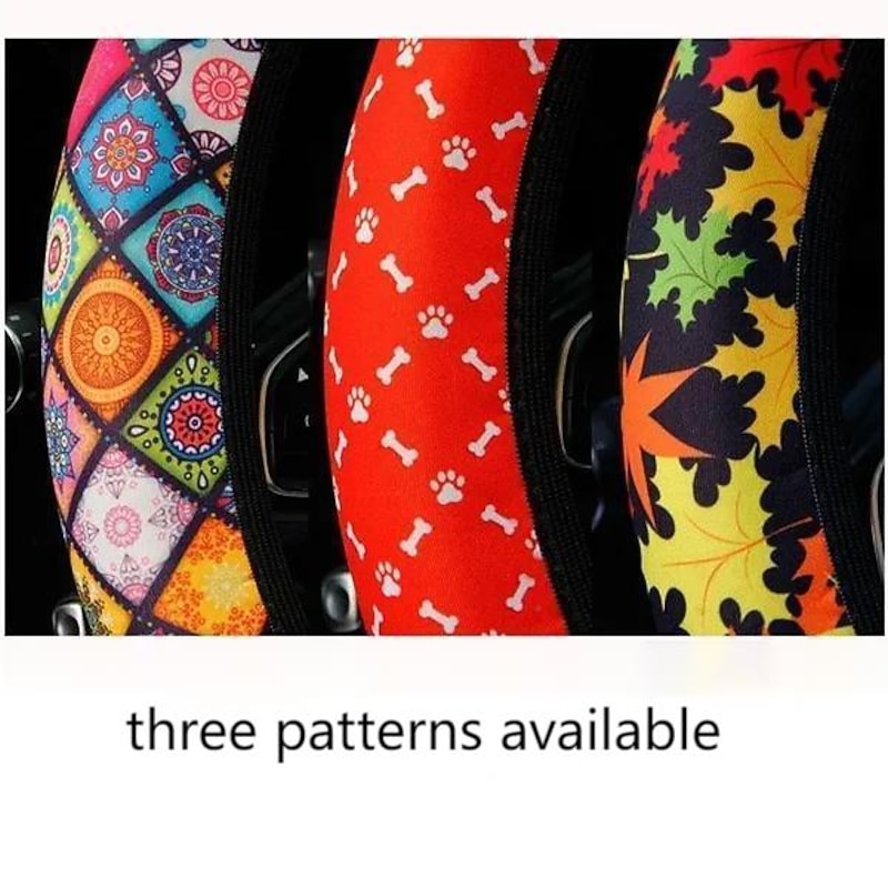 Elastic Car Steering Wheel Cover Ethnic Style Print Anti-slip Car Styling Car Steering-wheel Cover Car Interior Accessories 38cm3