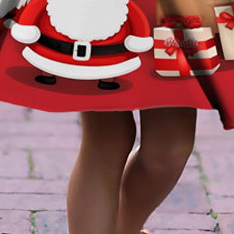 Girls' 3D Santa Claus Elk Christmas Dress Dress Snowflake Dress Long Sleeve 3D Print Fall Winter Vacation Sports & Outdoor Daily Cute Casual Beautiful Kids 3-12 Years Casual Dress A Line Dress Above3