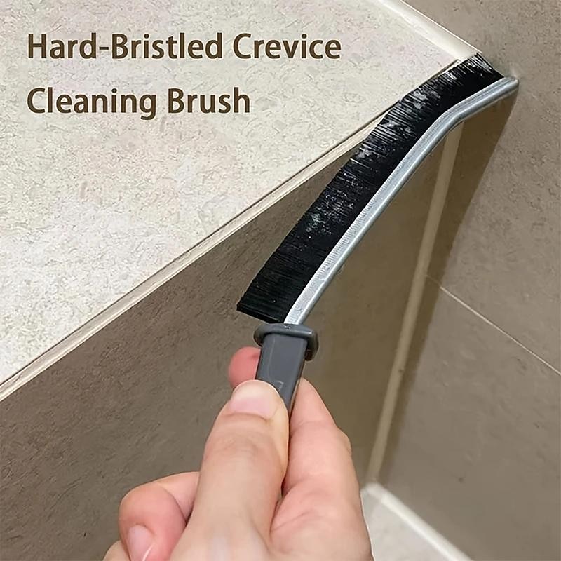 2pcs/3pcs Hard-Bristled Crevice Cleaning Brush, Grout Cleaner Scrub Brush Deep Tile Joints, Crevice Interval Cleaning Brush Tool, All-Around Cleaning Tool, Stiff Angled Bristles For Bathtubs2