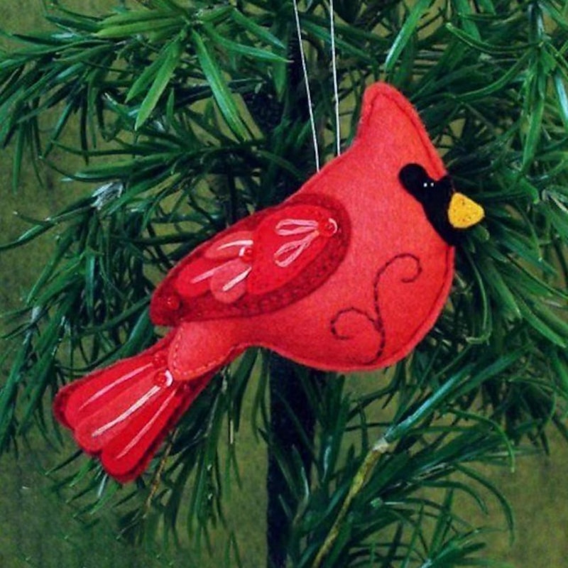 Felt Bird Ornament, 3D Simulation Bird Memorial Handcrafts Ornaments Handmade Plush Tree Wall Decorations Red Bird Gifts Hanging Ornaments
