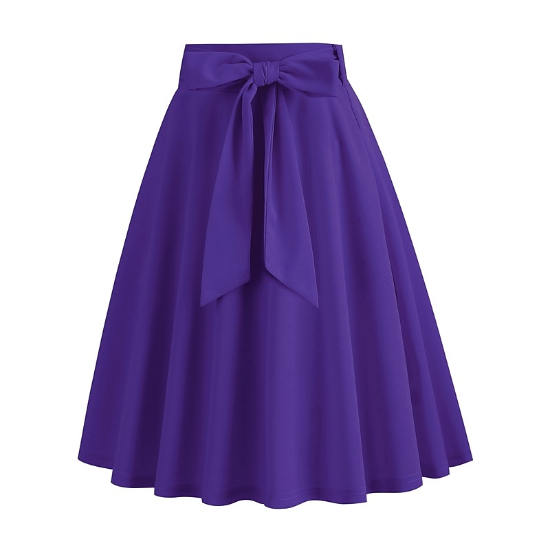 Women's Skirt Swing Midi High Waist Skirts Pleated Pocket Solid Colored Maillard Street Daily Fall & Winter Elegant Vintage Apricot Black Yellow Red 11