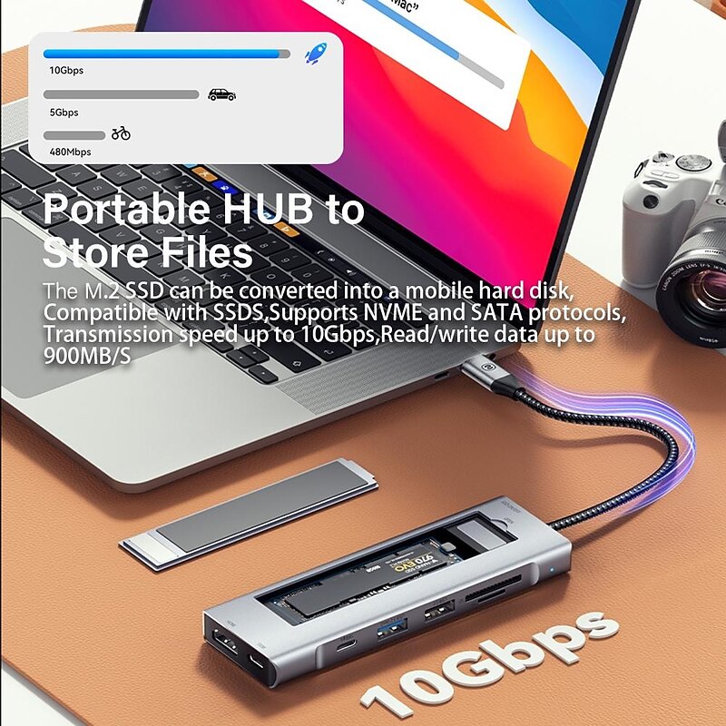 2023 NEW 8-in-1 USB Hub With Disk Storage Function USB Type-c to HDMI-Compatible Laptop Dock Station For Macbook Pro Air M1 M22