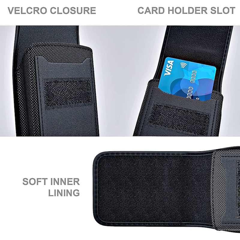 Univesal Phone Bag Fashion New Belt Holder Holster Case with Belt Clip For iPhone 15 14 Plus  Pro Max Men Leather Wallet Waist Bag Card Holder Phone Pouch Cover For Samsung Galaxy S234