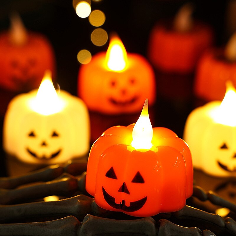Halloween Decorations Pumpkin Candle Lamp LED Electronic Light Up Pumpkin Lamp Atmosphere Jack O Lantern Decoration Lamp Luminous Toy Party Decoration Supplies Children's Toy Halloween Candle Lamp