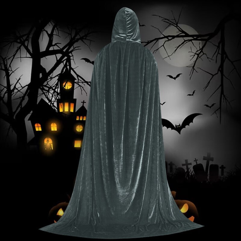 Halloween Cloak Witchcraft Robe Cape for Kids Cape Velvet Hooded Cosplay Party Cloak Wizard Robe Cloak4