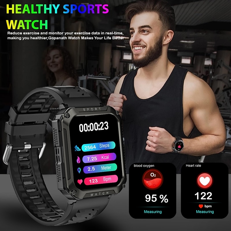 2023 New Outdoor Military Smart Watch Men Bluetooth Call Smartwatch GPS Sport Waterproof Ftiness tracker Watch For Huwei Xiaomi3