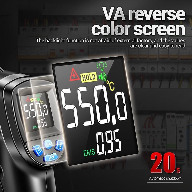 1PC -50C-550C (-58F-1022F)Non-Contact Digital Infrared Thermometer Gun Temperature Meter LCD Screen Pyromete(no Battery)4