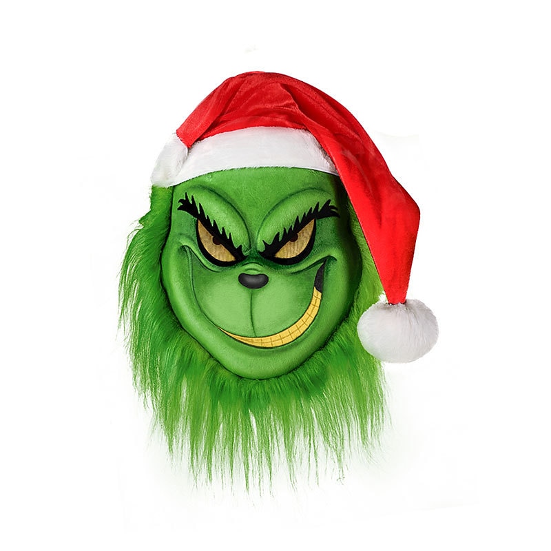 Christmas Monster Green Plush Doll  Mask Glove Set Cosplay Props Party Holiday Dress2