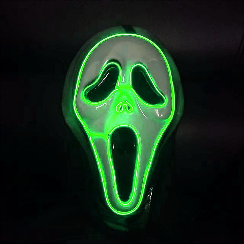 Party Supplies Cosplay Luminous Screaming Mask Neon LED Halloween Horror Decorative Performance Prop Lighting Up For Dark Night