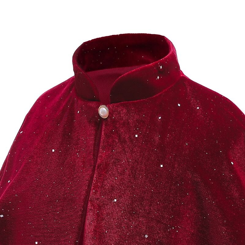 Kids Girls' Cape Solid Color Active Sequins Formal Coat Outerwear 2-9 Years Spring Wine Red3