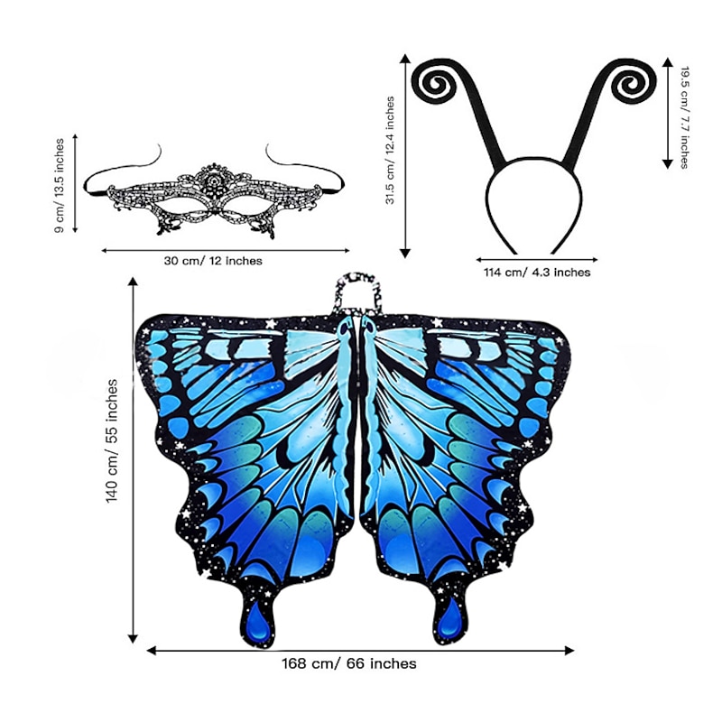 Fairytale Butterfly Halloween Wings Mask Headband Carnival Costume Funny Costume Adults' Women's Christmas Carnival Mardi Gras Party Pride Parade Pride Month Easy Halloween Costumes Dress Up4