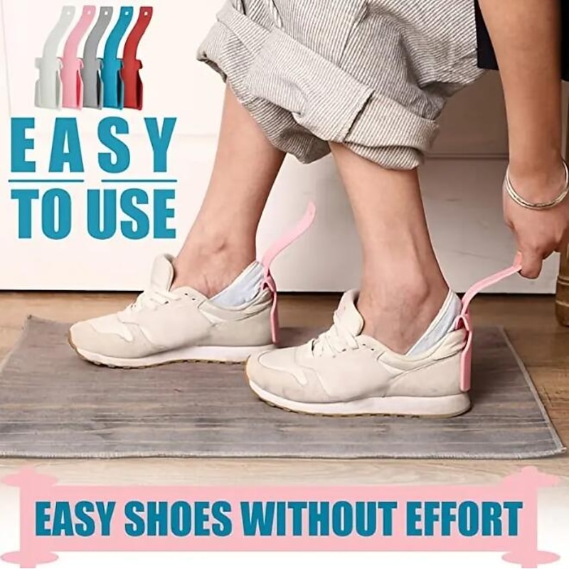 2pcs Lazy Shoes Helper, Sock Slider Handled Shoe Horn Shoe Lifting Helper, for Seniors Elderly Disabled Plastic Shoehorn Fits All Shoes2