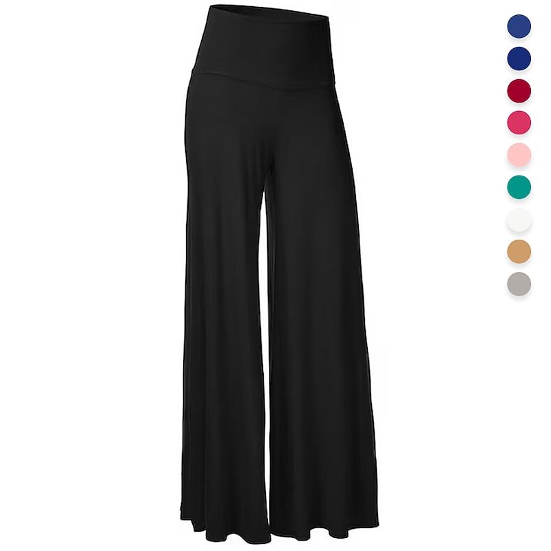 Women's Yoga Pants Flare Leg Wide Leg Bootcut Lightweight High Waist Pilates Gym Workout Dance Bottoms Solid Color Pink Black White Winter Sports Activewear Stretchy Loose Fit