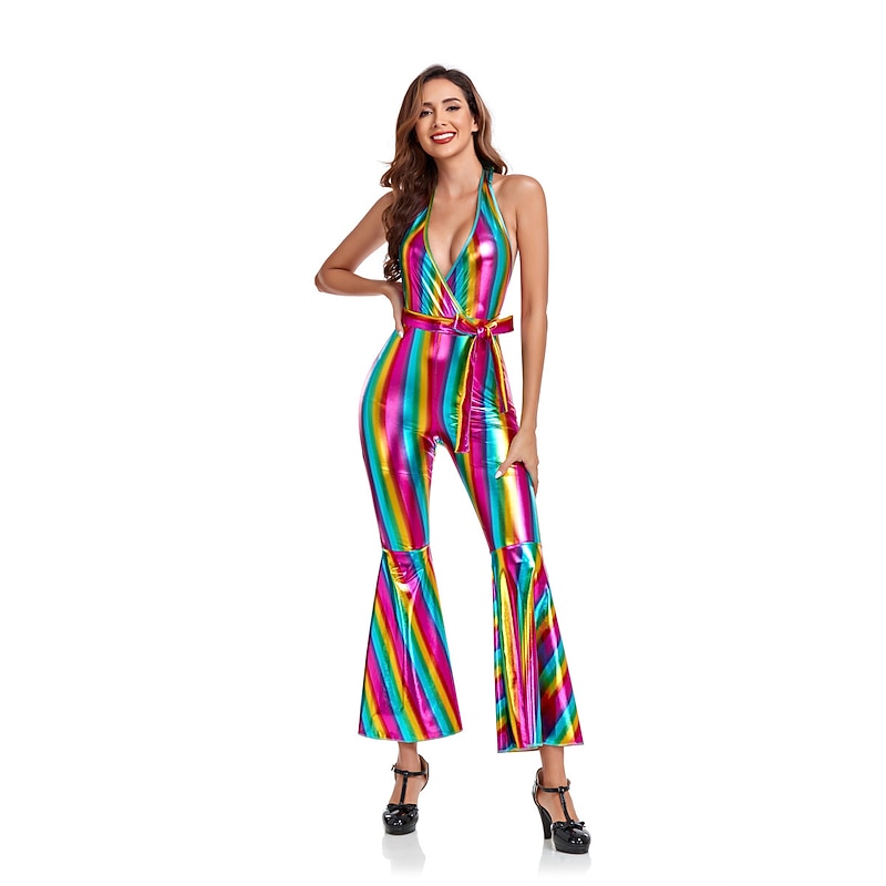 Retro Vintage 1970s Disco Cosplay Costume 70s Outfits Hippie Holiday Fancy Dress Women's Carnival Costume Halloween Carnival Masquerade Performance Party Pride Parade Adults' Leotard / Onesie All3
