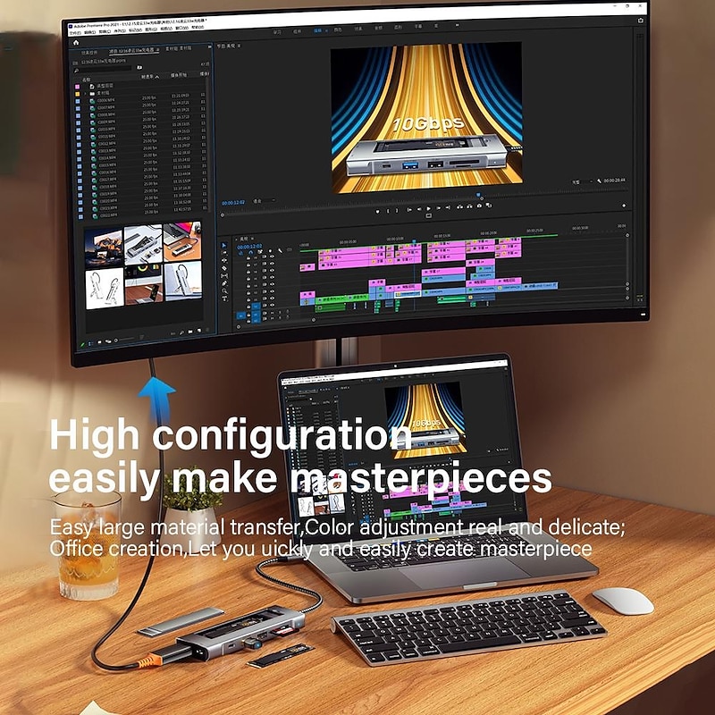 2023 NEW 8-in-1 USB Hub With Disk Storage Function USB Type-c to HDMI-Compatible Laptop Dock Station For Macbook Pro Air M1 M24