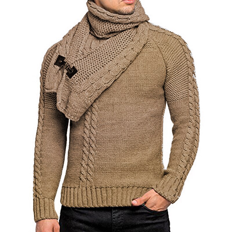 Men's Sweater Cardigan Turtleneck Sweater Knit Button Knitted Solid Color Turtleneck Stylish Vintage Style Clothing Apparel Fall Winter Black White S M L4