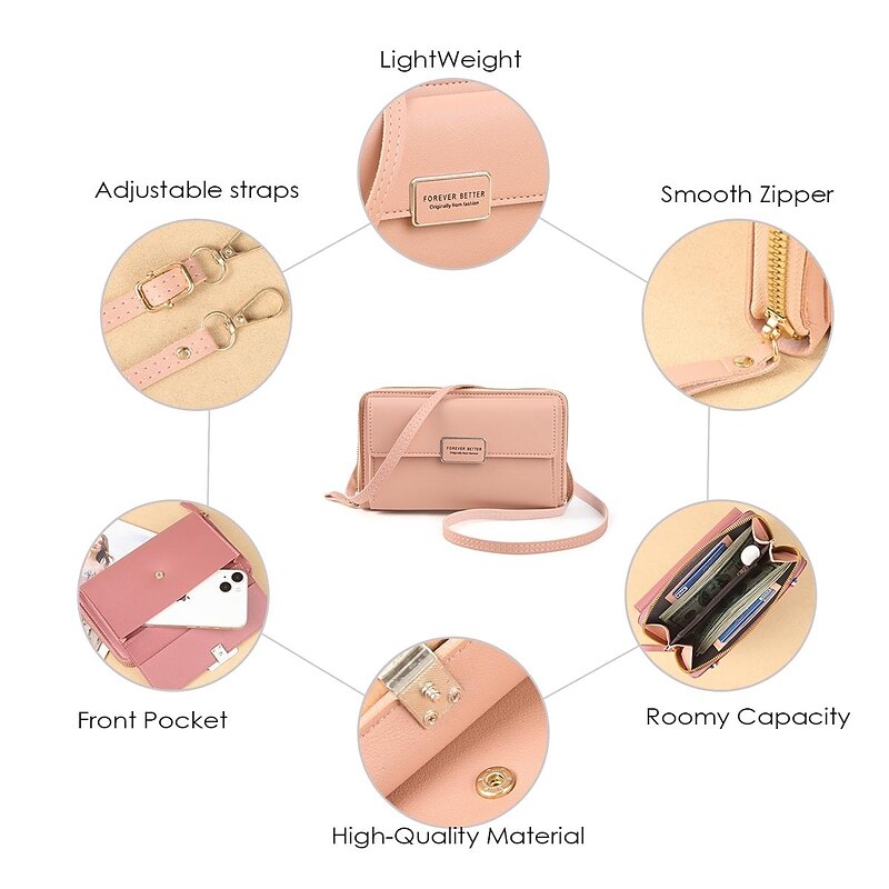 Phone wallet Handbag  Small Crossbody Bag for Women Cell Phone Purse Ladies Shoulder Handbags Wallet Purse with Credit Card Slots For iPhone 15 Samsung  Univesal Phone Bag3