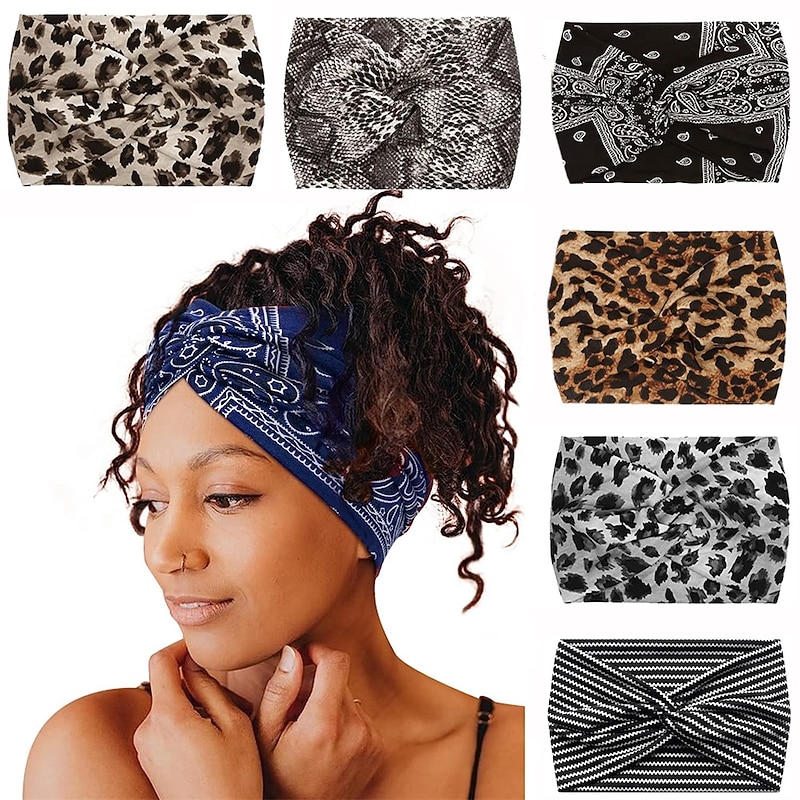 Fashionable Women's Wide Brimmed Headscarf Solid Color Elastic Fabric Cross Hair Band Hair Accessories Yoga Running Sports Hair Band