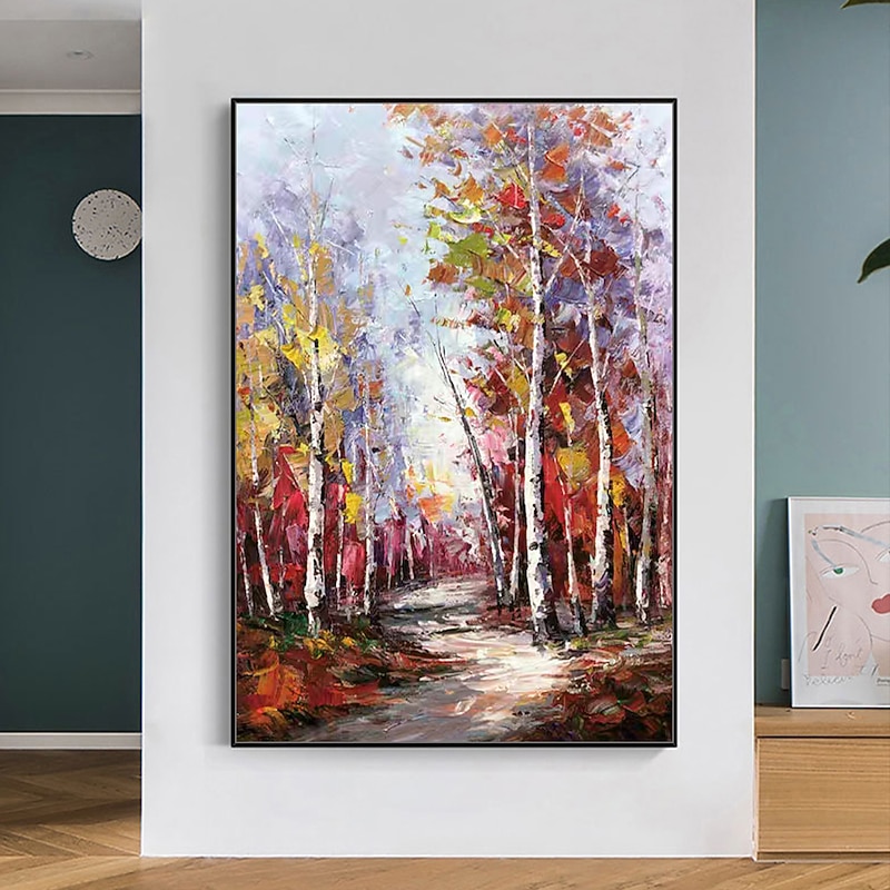 Mintura Handmade Trees Landscape Oil Paintings On Canvas Wall Art Decoration Modern Abstract Picture For Home Decor Rolled Frameless Unstretched Painting 14